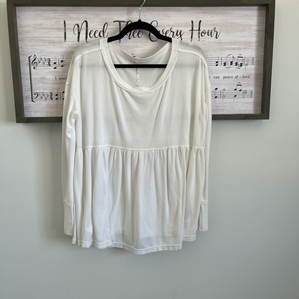 Free People White Long-Sleeve Peplum Tunic